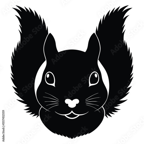 Squirrel Head Silhouette with Fluffy Cheeks Design for Banner or Advertisement