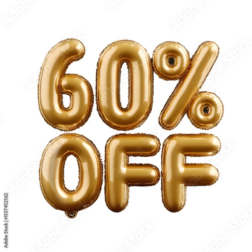 60 Percent Off Sale - 3d rendered isolated on transparent background