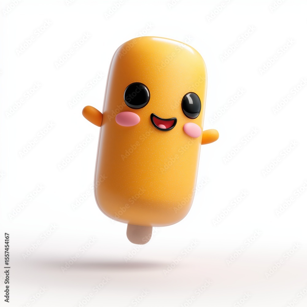 Cheerful Popsicle Character on White Background Cheerful Popsicle Character on White Background