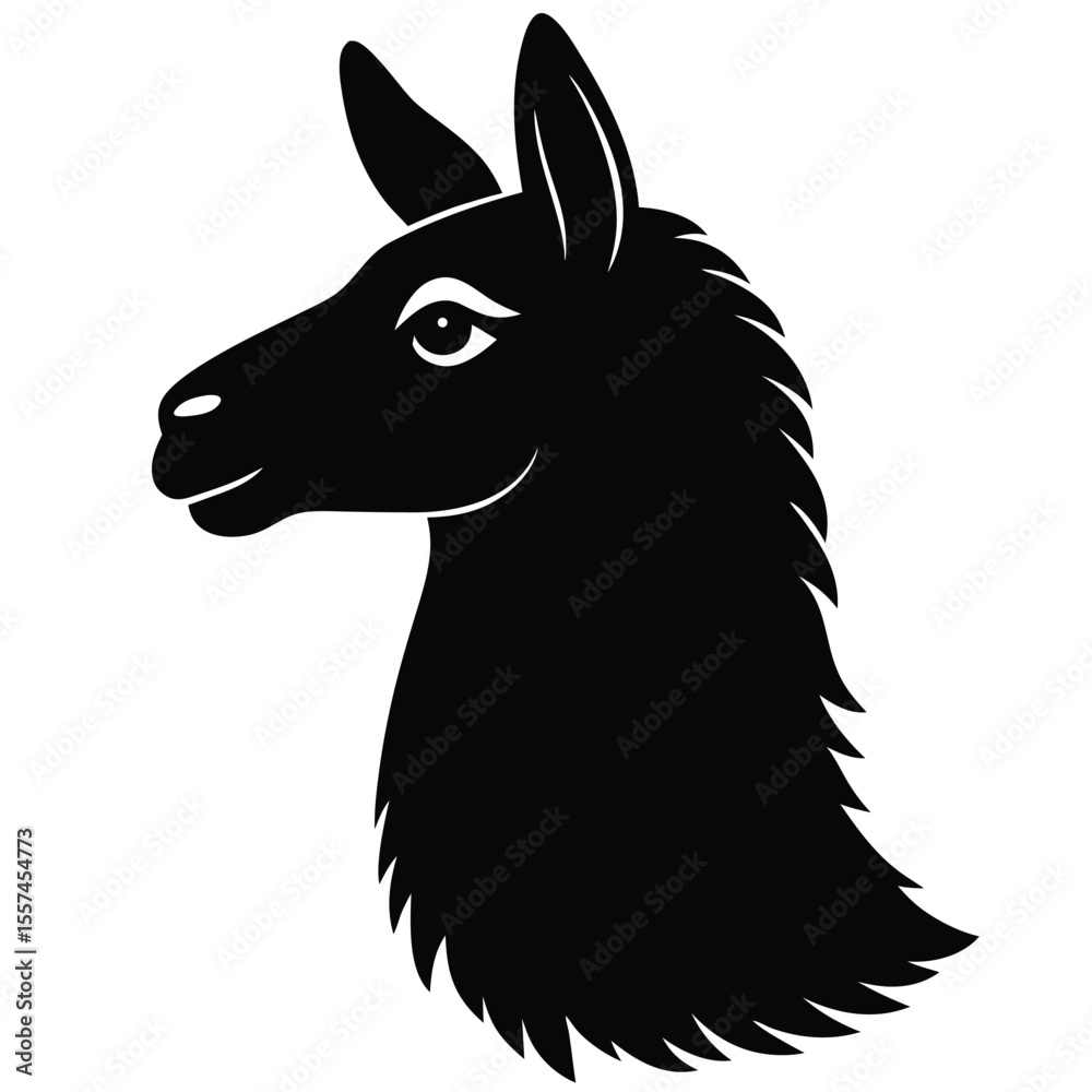 Naklejka premium Llama Head Silhouette Profile Design for Banner or Advertisement Use