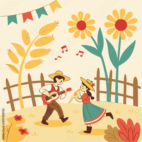 Brazilian Festa Junina Party with Lanterns and Straw Hats