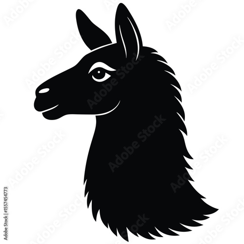 Llama Head Silhouette Profile Design for Banner or Advertisement Use