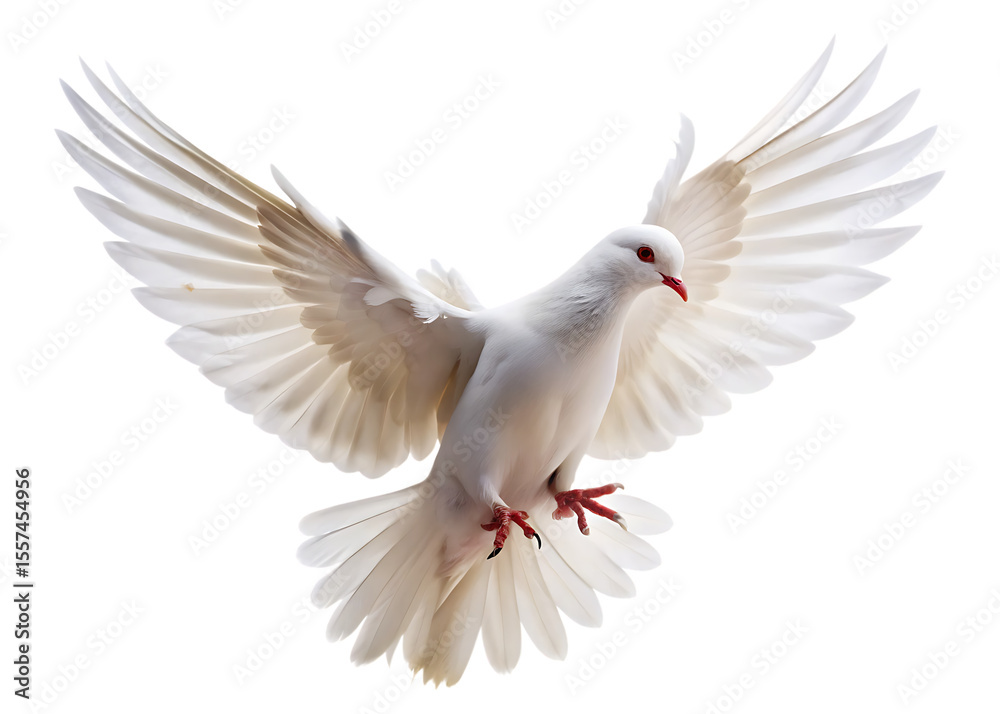 Fototapeta premium white dove takes off on a isolated on white background , PNG