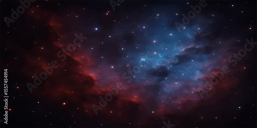 Heart of the cosmos, a bright nebula in the dark, starry night sky