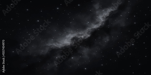 A captivating bright starry night sky with stars, clouds, and a deep blue galaxy illustrates the cosmos