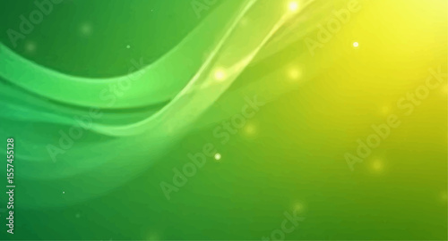 Abstract green background with flowing light waves and dynamic curved lines, a vibrant illustration perfect for modern design
