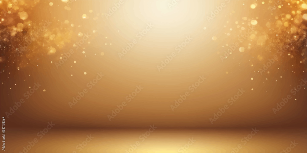 Bright golden Christmas background with glowing stars, bokeh, and glitter for a sparkling holiday design illustration Bright golden Christmas background with glowing stars, bokeh, and glitter for a sparkling holiday design illustration