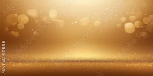 Golden Christmas and holiday background with shining, glowing, bright, and colourful abstract bokeh lights