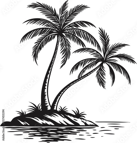 Black palm tree silhouettes with varying shapes and heights, designed for use in minimalist or exotic landscape artwork.