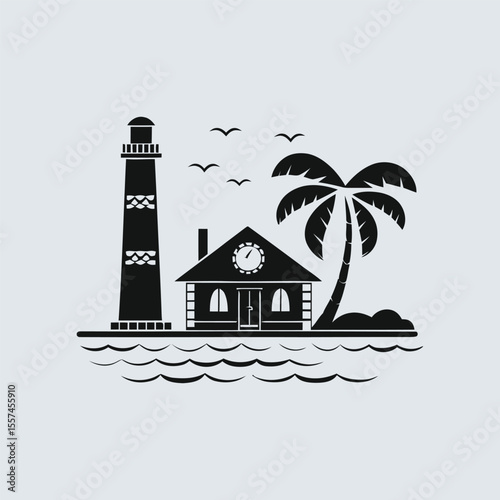 lighthouse and palm trees
