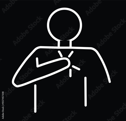 Chest pain or heart attack symptom line art icon   .Person Chest Pain Icon 