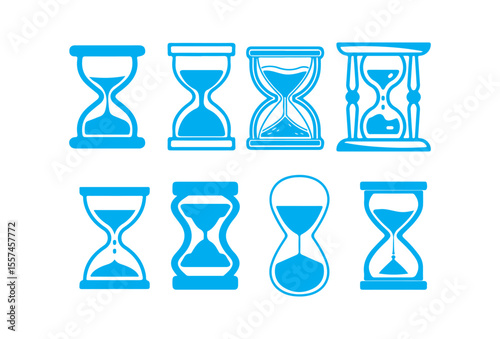 Blue Hourglass Icon Set – Time and Countdown Vector Collection. Victor illustration eps 10