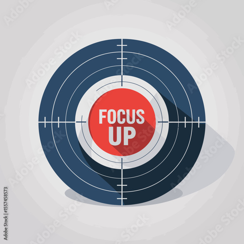 Focus up target symbol illustration with concentric circles and crosshairs representing goals and aiming for success