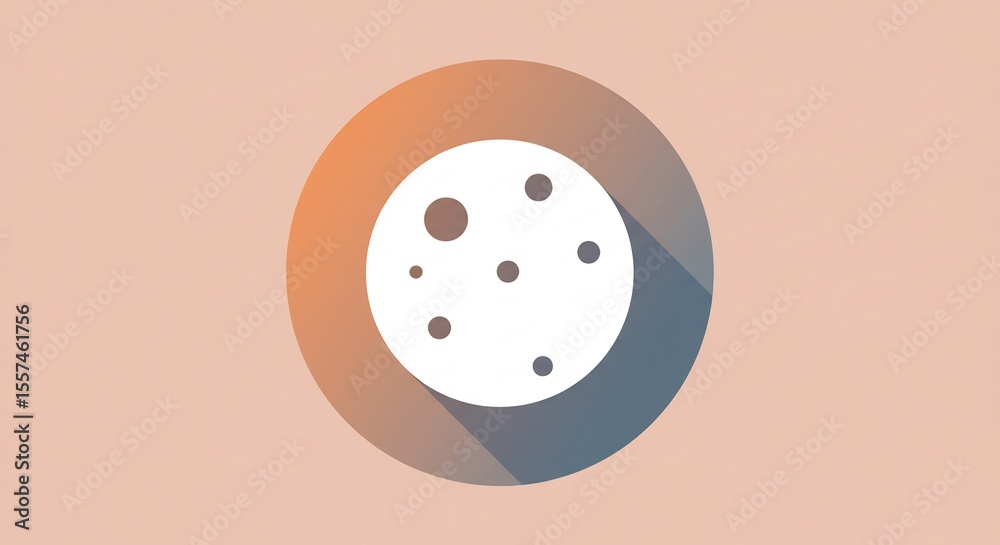 Fototapeta premium White Chocolate Chip Cookie Icon with Orange and Blue Gradient