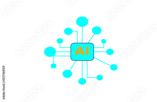  AI Network Icon with Connected Nodes, Artificial Intelligence Technology Concept Design

