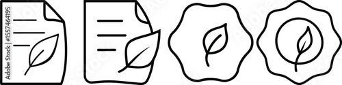 Eco-Friendly Documents, Leaf Icons, and Certified Organic Seals: Vector Graphics Set