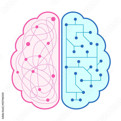 Difference between male and female worldview, male and female psychology, different ways of thinking. Vector illustrations EPS10