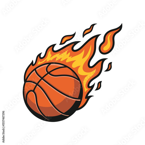 Burning basketball ball illustration vector graphic with flames and fire sport concept design