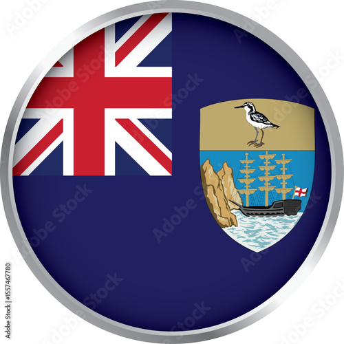 round icon of saint helena flag with union jack and coat of arms – british overseas territory symbol


