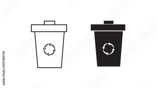Recycle Bin Icon - Solid and Outline Versions