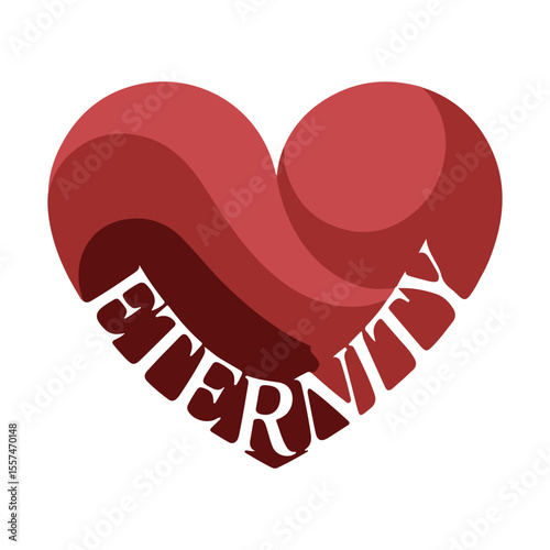 Red heart shape with eternity text love romance