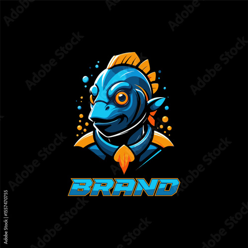 Fishman fantasy character mascot logo design template. Editable and easy to Use