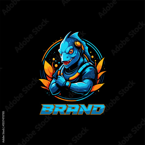 Fishman fantasy character mascot logo design template. Editable and easy to Use