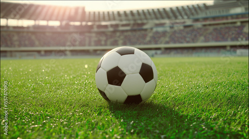 A traditional soccer ball on green grass, symbolizing the essence of the beautiful game.