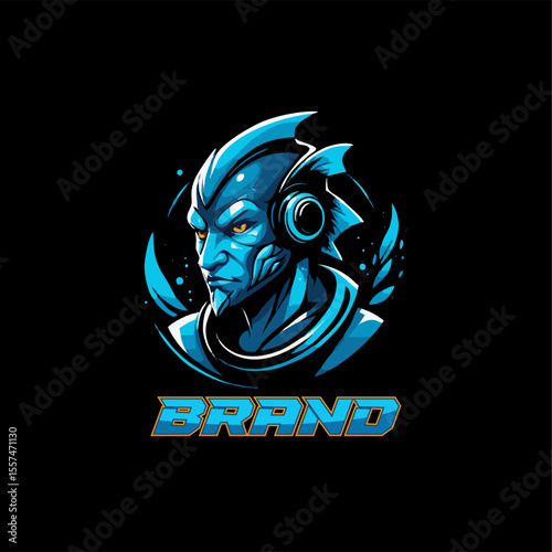 Fishman fantasy character mascot logo design template. Editable and easy to Use