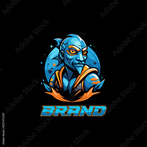 Fishman fantasy character mascot logo design template. Editable and easy to Use