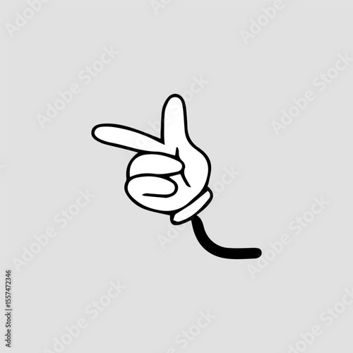 Handrawn hand comic character element stock. Cartoon hands. Comic arms with four and five fingers in white gloves with various gestures, cartoon character body parts. 