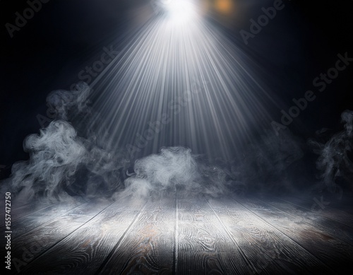dramatic theatrical white light with smoke on the empty stage abstract background