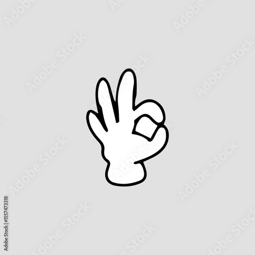Handrawn hand comic character element stock. Cartoon hands. Comic arms with four and five fingers in white gloves with various gestures, cartoon character body parts. 