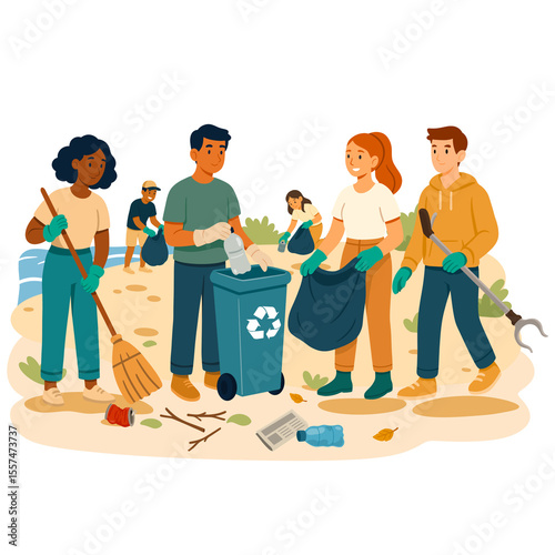Fotografie Beach Cleanup Drive Volunteers