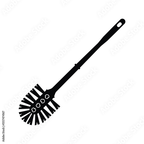 Toilet Brush Silhouette. Black and White Icon Design Elements on Isolated White Background