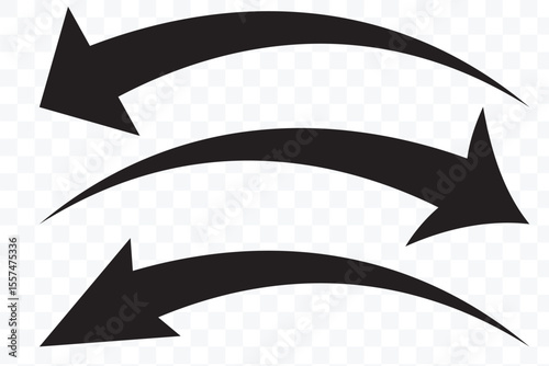 Long curve arrow icon vector . set of Black long curve arrow for app and ui design. long arrow icon vector. curve arrow icon vector .