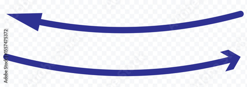 Long black curved arrows. A set of two arrows pointing up left and up right. Trendy black arrows in a flat style. Vector illustration.