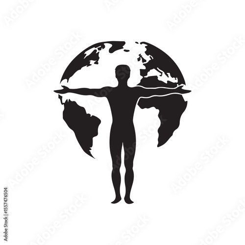 World's Invigenous Peoples Day Silhouette Vector Illustration, Solid White Background.