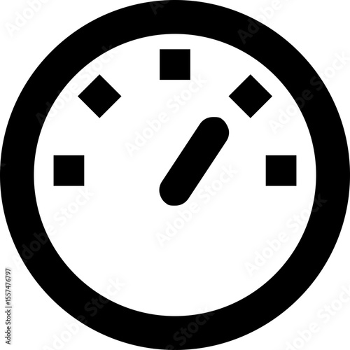 Illustration of a simple clock with a short hand pointing to the left on a white background