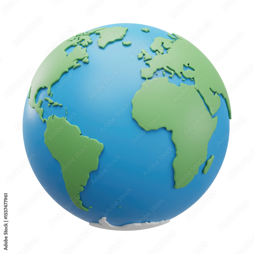 Naklejka premium 3D Render of the Earth Isolated on a Transparent Background. Cut Out, Clipping Path.