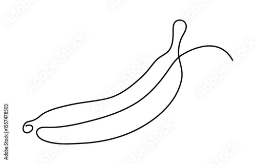 Banana Line Art Drawing. Continuous Line Drawing of Banana. Vector illustration. One line drawing background.