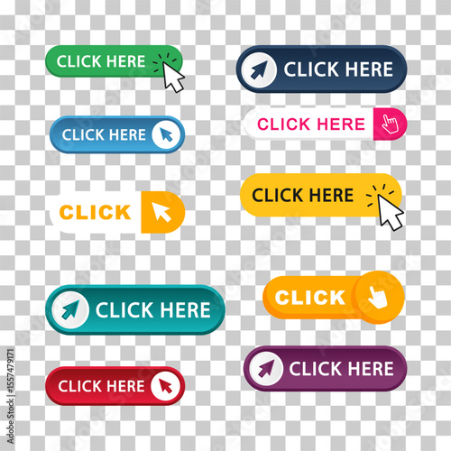 set of click here icon .