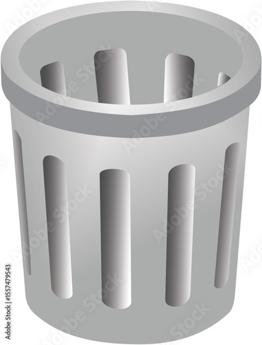 A metal trash bin icon for recycling and waste, a symbol for deleting junk
