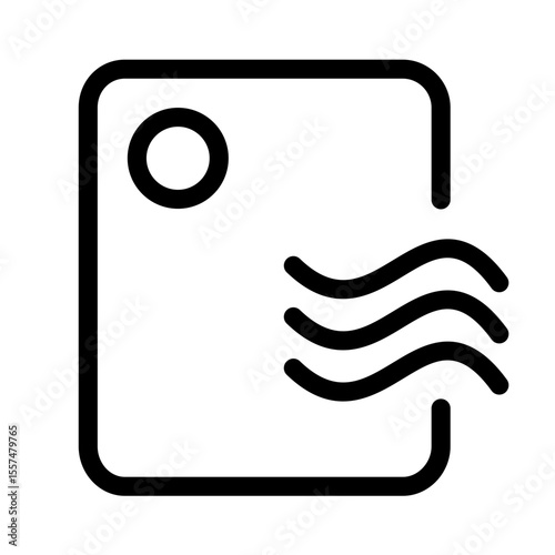 Illustration of a rounded square with a circle and three wavy lines on the right side of the square