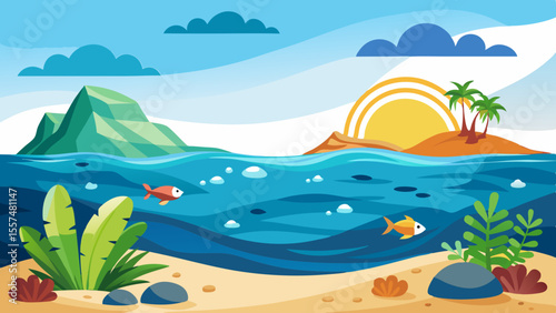 vector illustration of a sea landscape