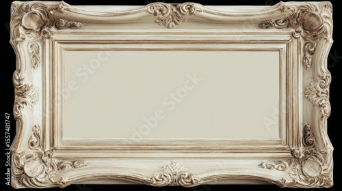 Vintage ornate photo frame with intricate details, isolated on white, conveying timeless elegance and classic charm
