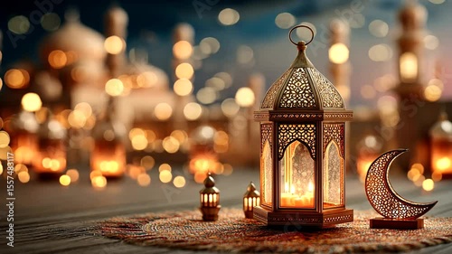 Elegant Lantern Illuminating a Tranquil Evening Scene