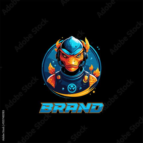 Fishman fantasy character mascot logo design template. Editable and easy to Use