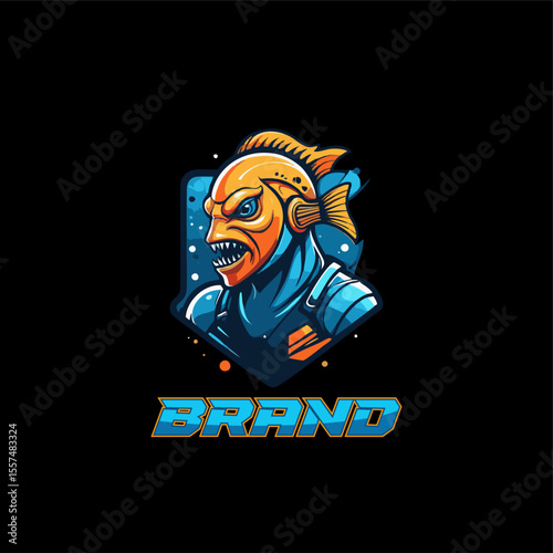 Fishman fantasy character mascot logo design template. Editable and easy to Use