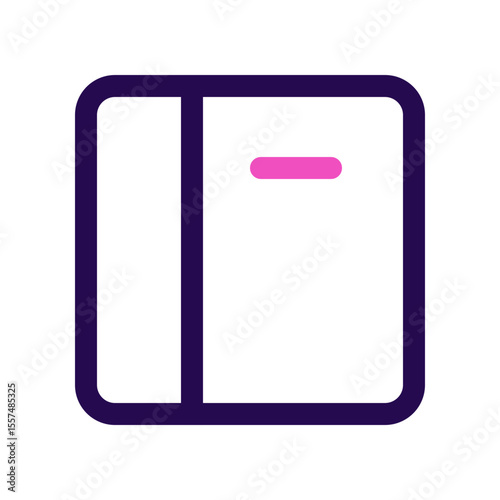 Rounded square divided into two sections with a horizontal pink line on the right side of the square